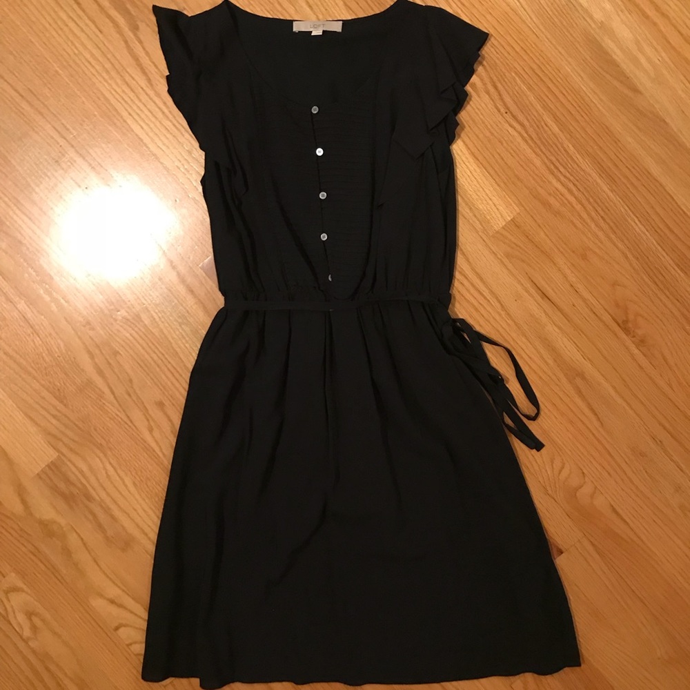 Fit and flare black dress (loft)